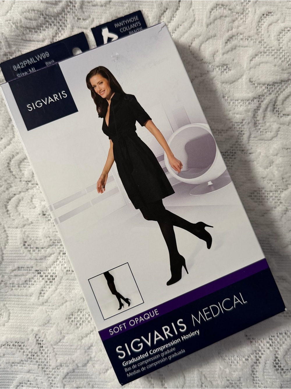 Sigvaris Soft Opaque Compression Hosiery - Black- unopened- brand new- size ML